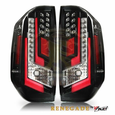 RENEGADE Led Tail Light - Glossy Black / Clear & Red Glow Bar CTRNG0377-GBC-RG